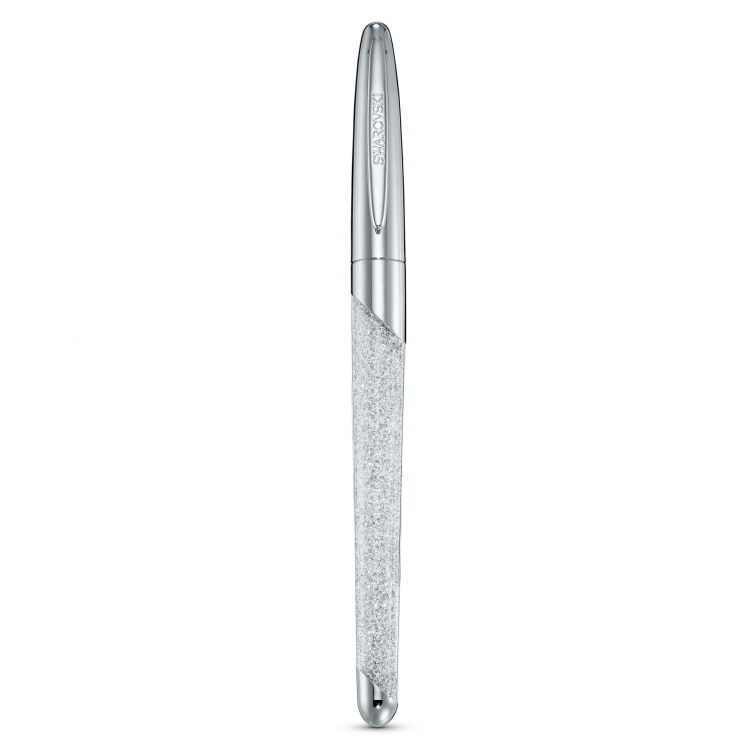 Crystalline Nova Rollerball Pen, White, Chrome Plated