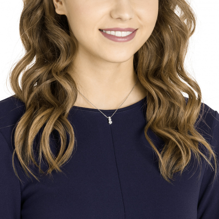 Stilla Attract pendant Round cut, White, Rhodium plated