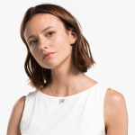 Dancing Swan Necklace, White, Rhodium plated