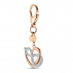 Infinite Bag charm, White, Rose-gold tone plated