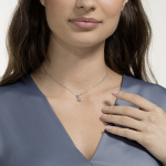 Stilla pendant Round cut, White, Rhodium plated