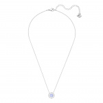 Una necklace Round cut, Blue, Rhodium plated