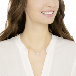 Una necklace Round cut, White, Rhodium plated