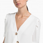 Una necklace Round cut, White, Rose gold-tone plated