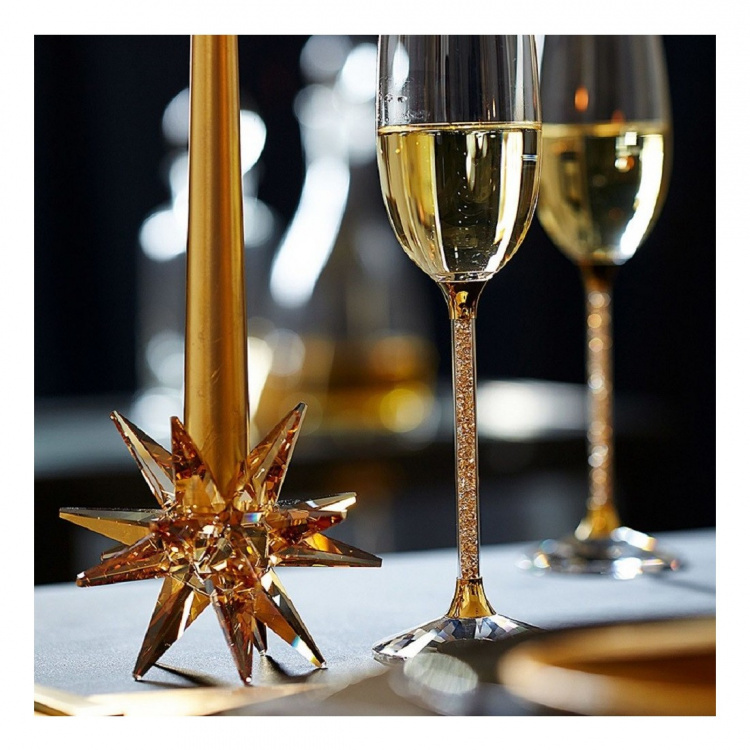 CRYSTALLINE TOASTING FLUTES , GOLD TONE (SET OF 2)