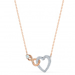 Hyperbola necklace Infinity and heart, White, Mixed metal finish