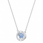 Una set Round cut, Blue, Rhodium plated