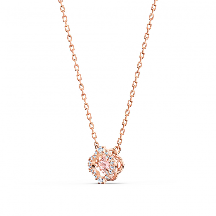 Una set Mixed cuts, Clover, Pink, Rose gold-tone plated