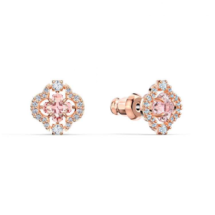 Una set Mixed cuts, Clover, Pink, Rose gold-tone plated