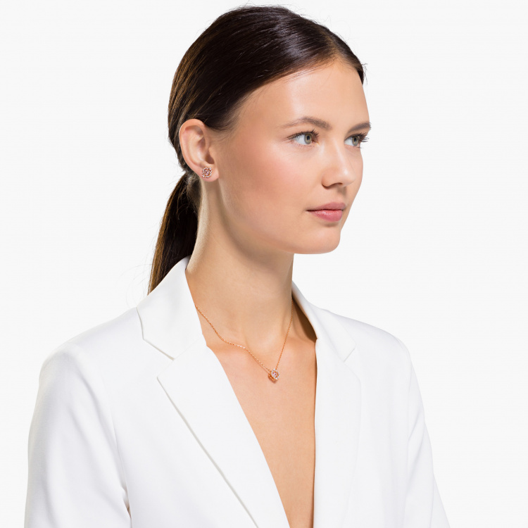 Una set Mixed cuts, Clover, Pink, Rose gold-tone plated