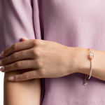 Una bracelet Round cut, Oval shape, White, Rose gold-tone plated