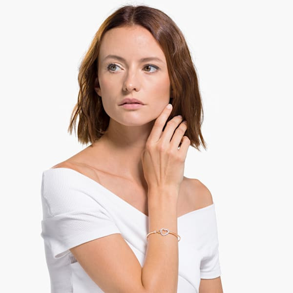 Hyperbola bangle Infinity and heart, White, Mixed metal finish