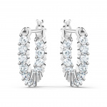 Matrix Vittore hoop earrings Round cut, White, Rhodium plated