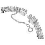 Millenia bracelet, Square cut crystals, White, Rhodium plated