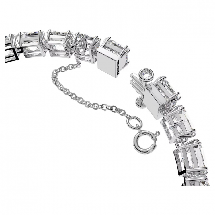 Millenia bracelet, Square cut crystals, White, Rhodium plated
