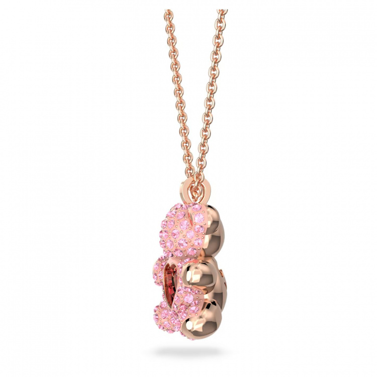 Teddy pendant, Pink, Rose gold-tone plated