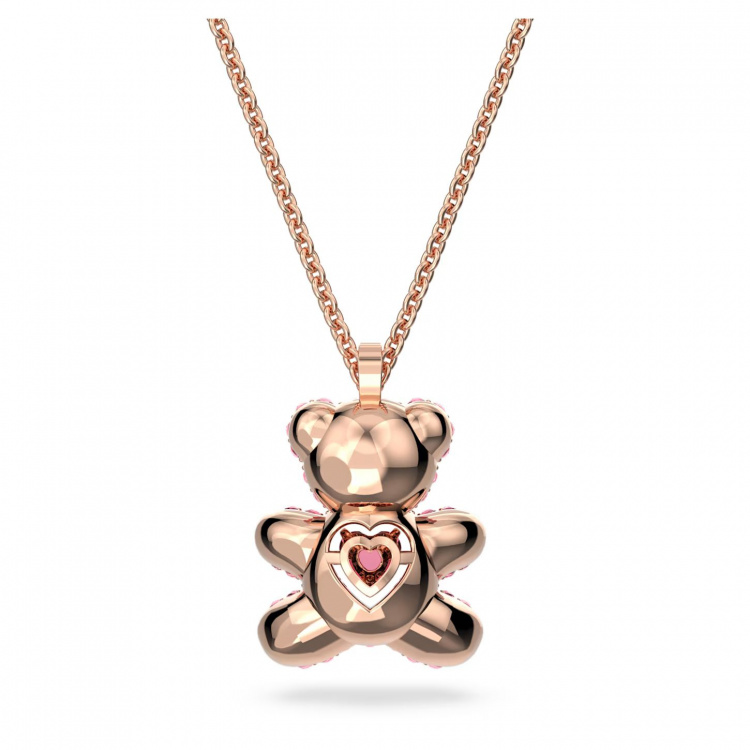 Teddy pendant, Pink, Rose gold-tone plated