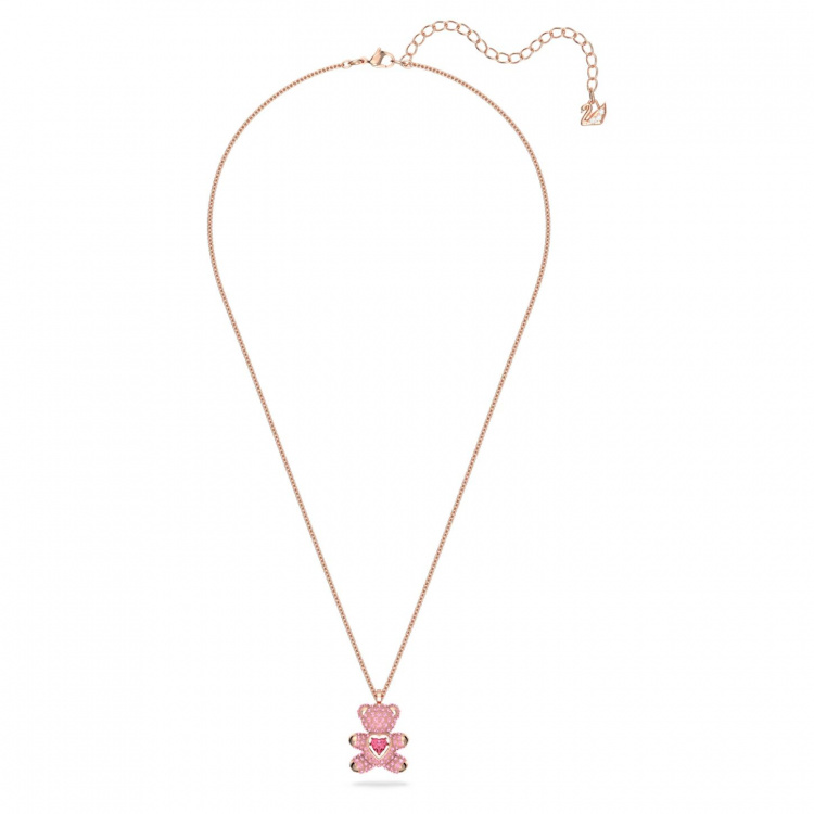 Teddy pendant, Pink, Rose gold-tone plated