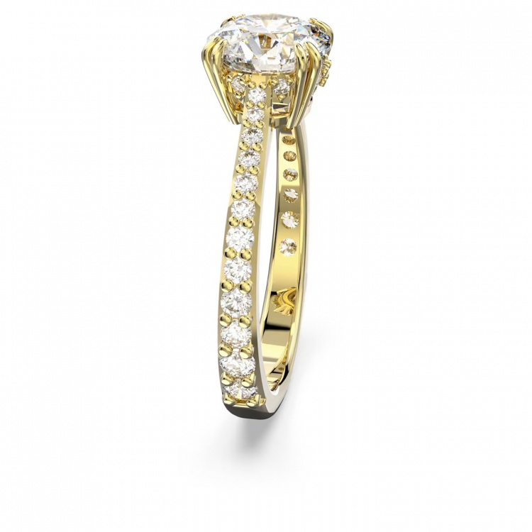 Stilla cocktail ring Round cut, Pavé, White, Gold-tone plated