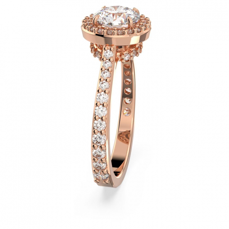 Una cocktail ring Round cut, Pavé, White, Rose gold-tone plated