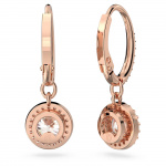 Una drop earrings Round cut, Pavé, White, Rose gold-tone plated