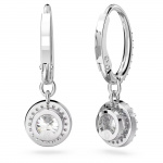 Una drop earrings Round cut, Pavé, White, Rhodium plated