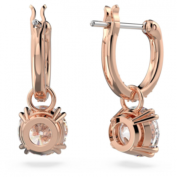 Stilla drop earrings Round cut, White, Rose gold-tone plated