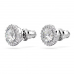 Una Angelic stud earrings Round cut, Pavé, White, Rhodium plated