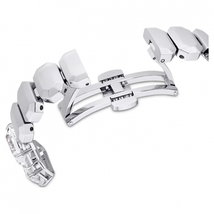 Watch, Octagon cut bracelet, White, Stainless Steel