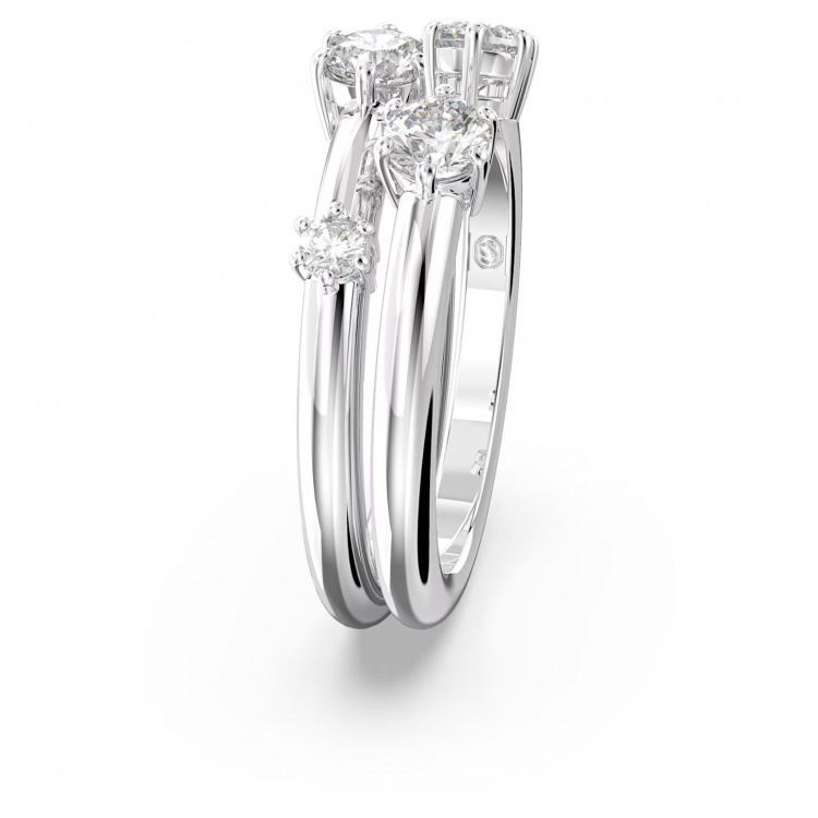 Constella ring, Set (2), Round cut, White, Rhodium plated