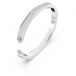 Dextera bangle, Octagon, Pavé, White, Rhodium plated