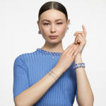 Una drop earrings Octagon cut, White, Rhodium plated