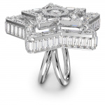 Stella cocktail ring, Star, White, Rhodium plated