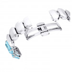 Watch, Octagon cut bracelet, Blue, Stainless Steel