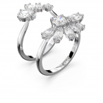 Gema cocktail ring, Flower, White, Rhodium plated