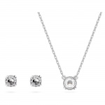 Stilla set Round cut, White, Rhodium plated