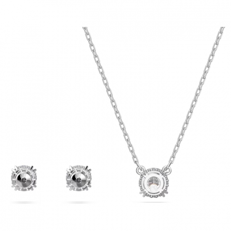 Stilla set Round cut, White, Rhodium plated