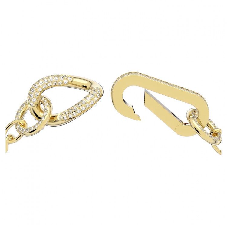 Dextera bracelet, Pavé, Mixed links, White, Gold-tone plated