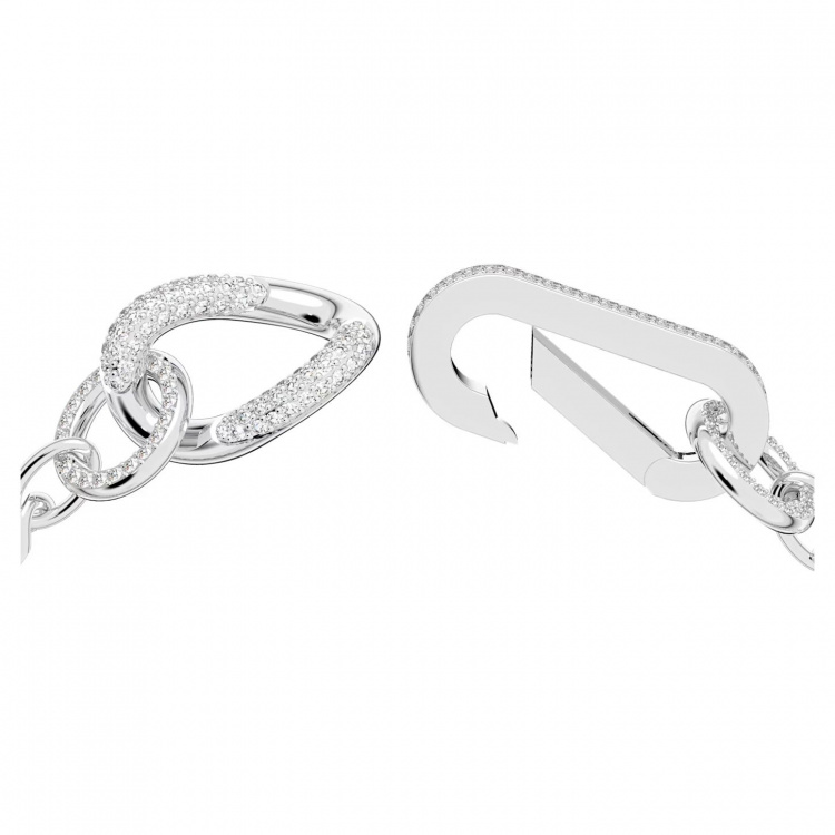 Dextera bracelet, Pavé, Mixed links, White, Rhodium plated
