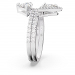 Ortyx ring, Mixed cuts, White, Rhodium plated