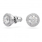 Una Angelic stud earrings Round cut, Pavé, White, Rhodium plated