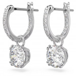 Stilla drop earrings Round cut, White, Rhodium plated