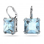 Millenia drop earrings, Square cut, Blue, Rhodium plated