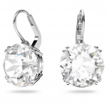Millenia drop earrings, Round cut, White, Rhodium plated