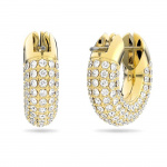 Dextera hoop earrings, Pavé, White, Gold-tone plated