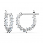 Matrix Vittore hoop earrings Round cut, White, Rhodium plated