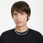 Dextera necklace Statement, Mixed links, White, Rhodium plated