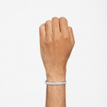 Dextera bangle, Octagon, Pavé, White, Rhodium plated