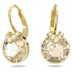 Bella V drop earrings Round cut, Gold tone, Gold-tone plated