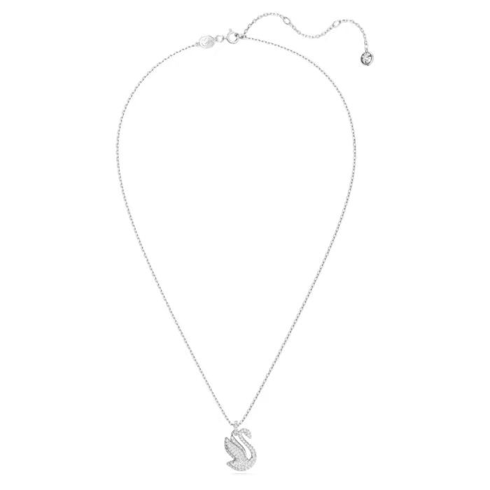 Swarovski Iconic Swan pendant Swan, Small, White, Rhodium plated